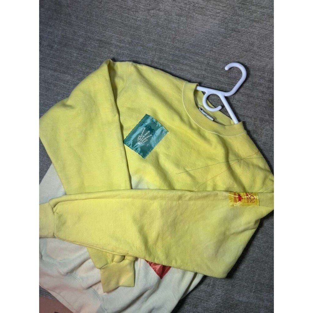 Champion Eco Crewneck Sweater Men's Small Yellow Patches Red Bull